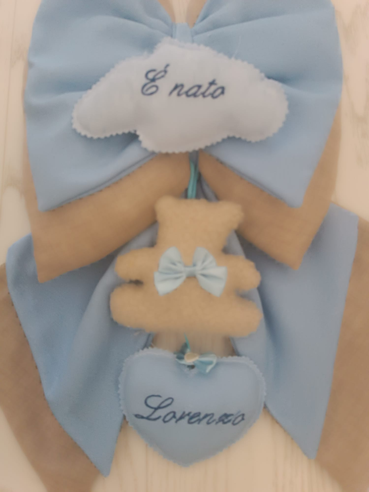Fiocco Nascita Peluche Azzurro