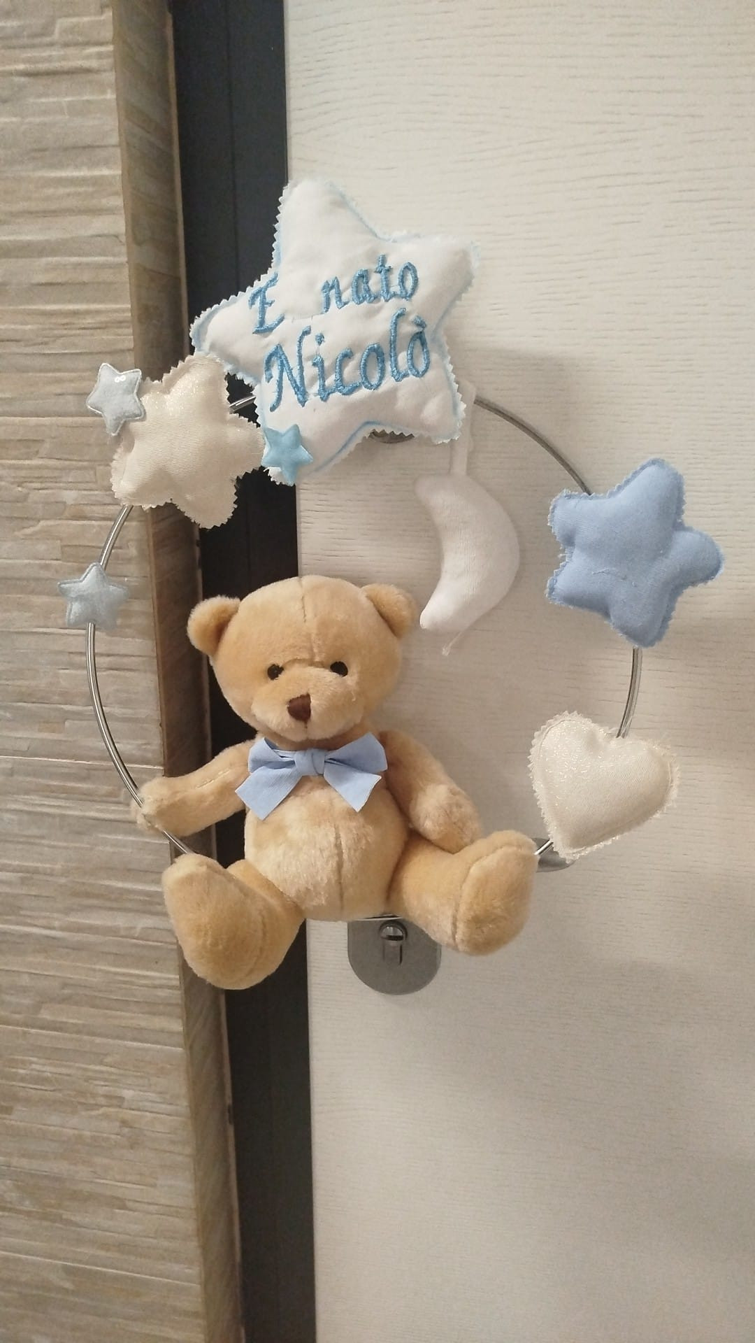 Fuorti Porta Nascita Azzurro Con nome Personalizzato