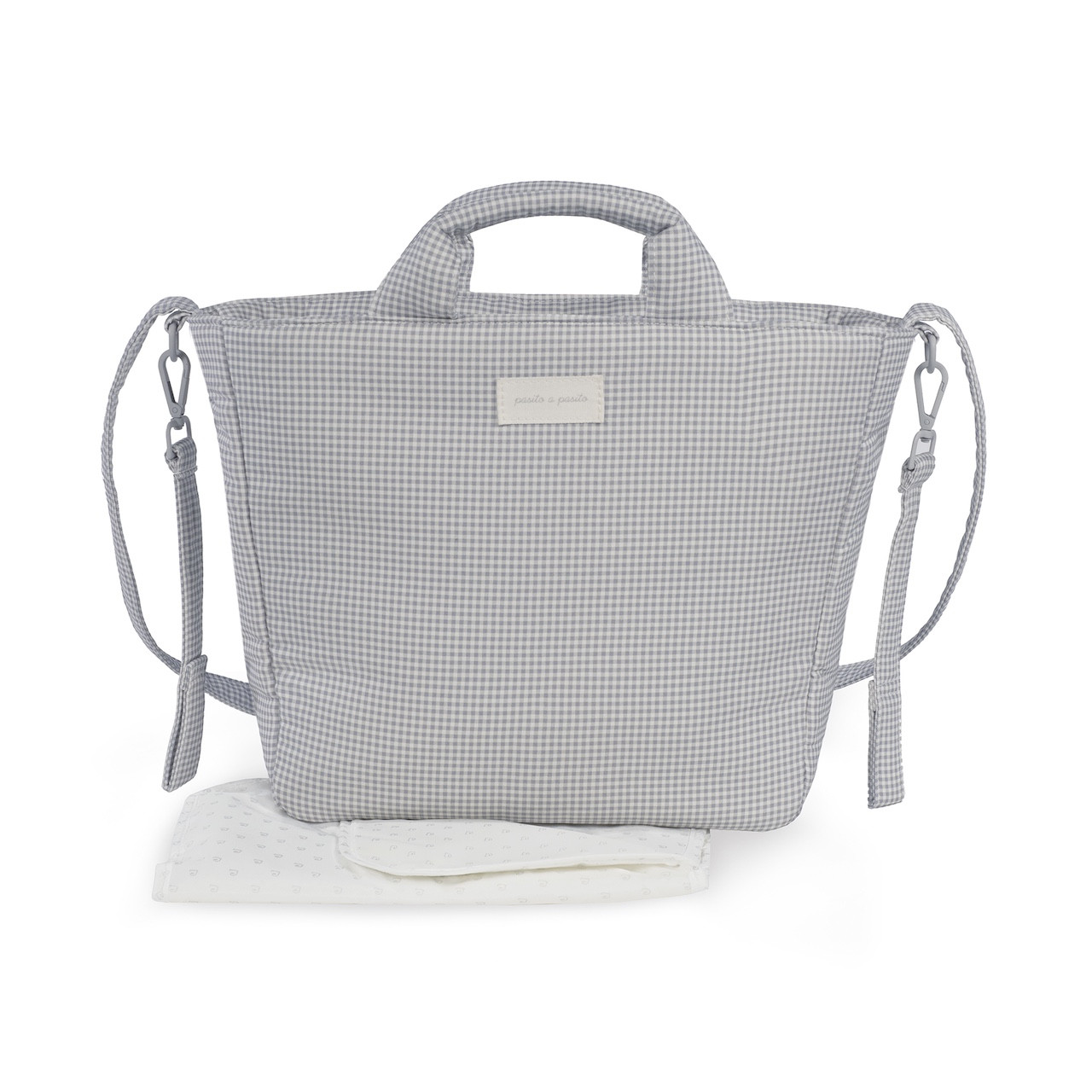 Bolso cambiador Little Bloom en gris vichy