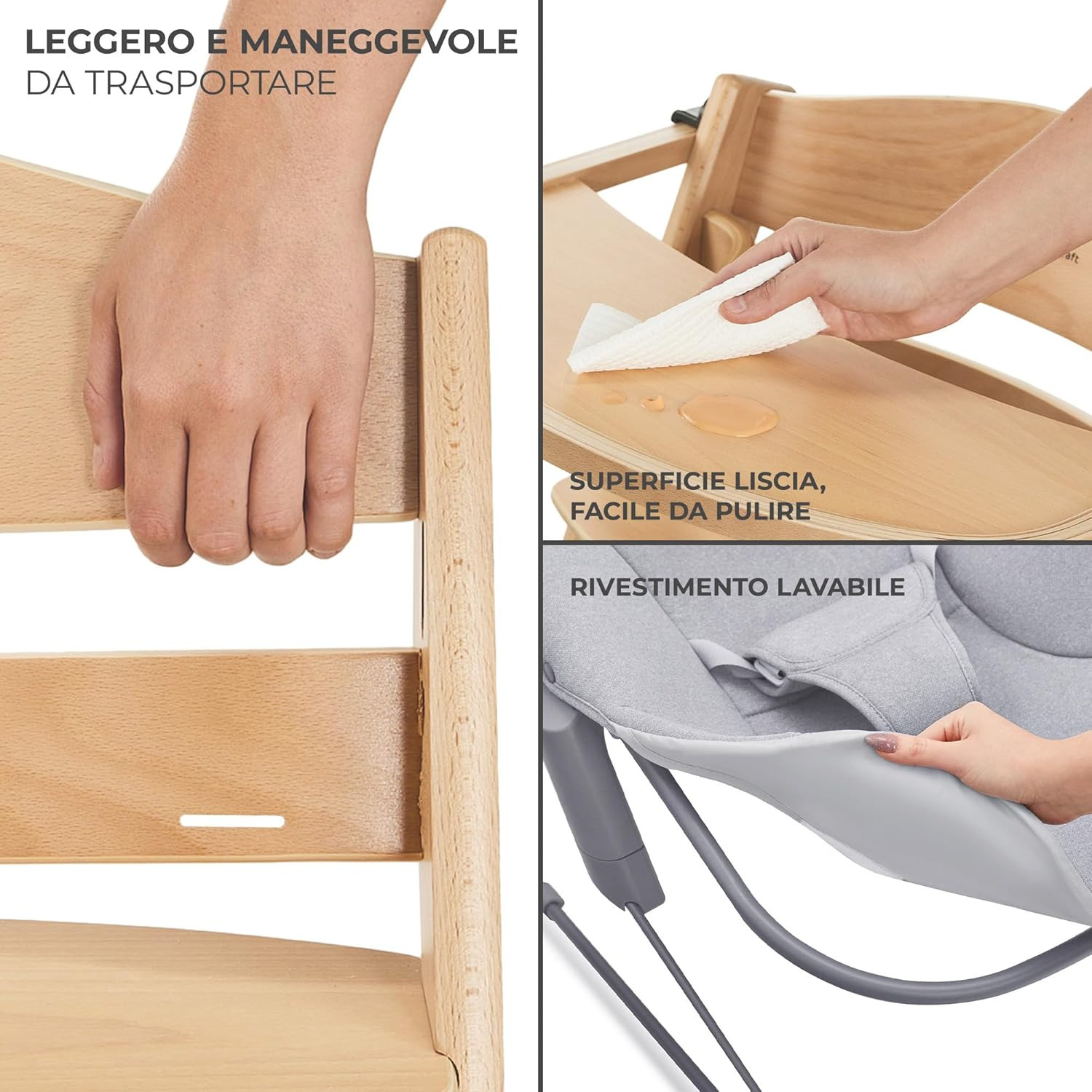 Chaise haute évolutive 4 en 1 Kinderkraft ENOCK avec transat