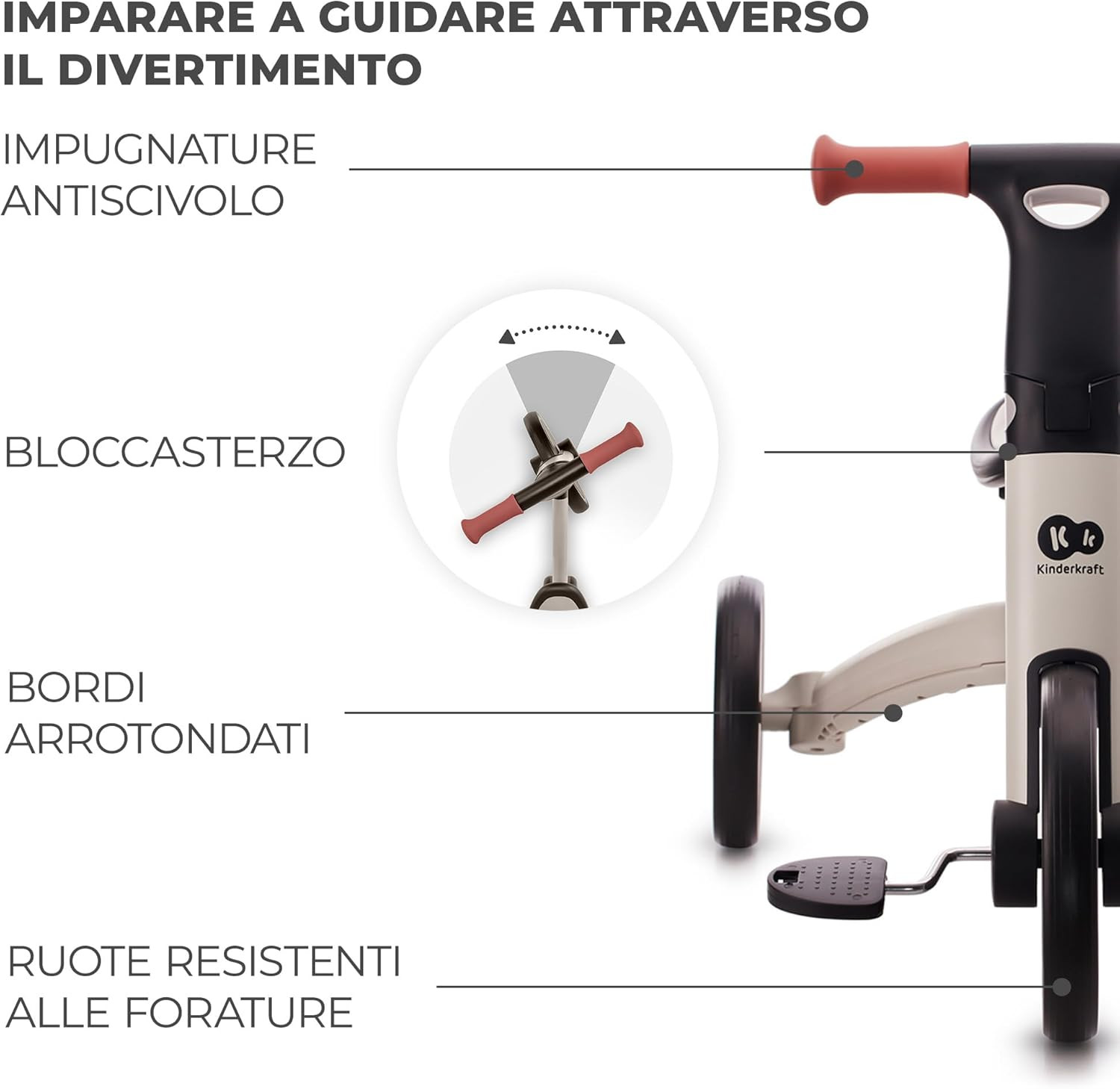 Kinderkraft Triciclo 3in1 4TRIKE, Mini bici,