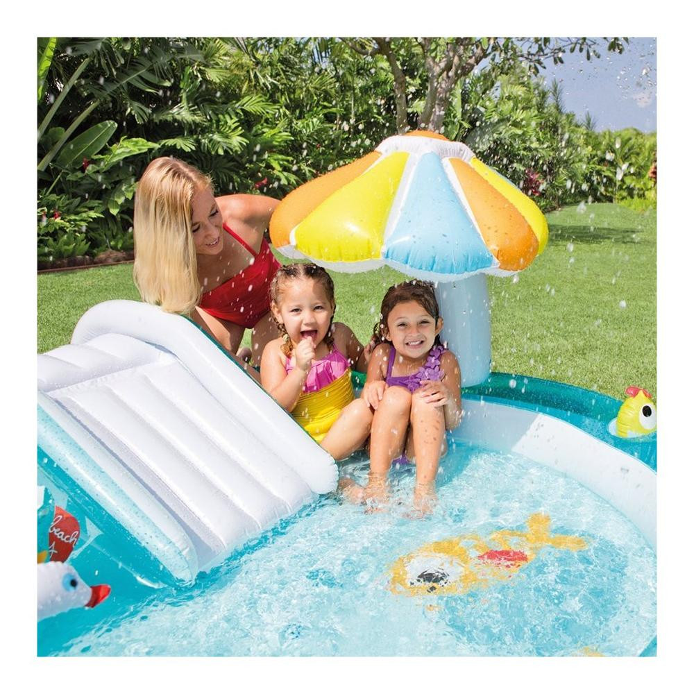 Piscine gonflable en forme d'alligator avec aire de jeux