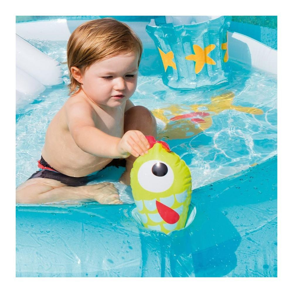 Piscine gonflable en forme d'alligator avec aire de jeux