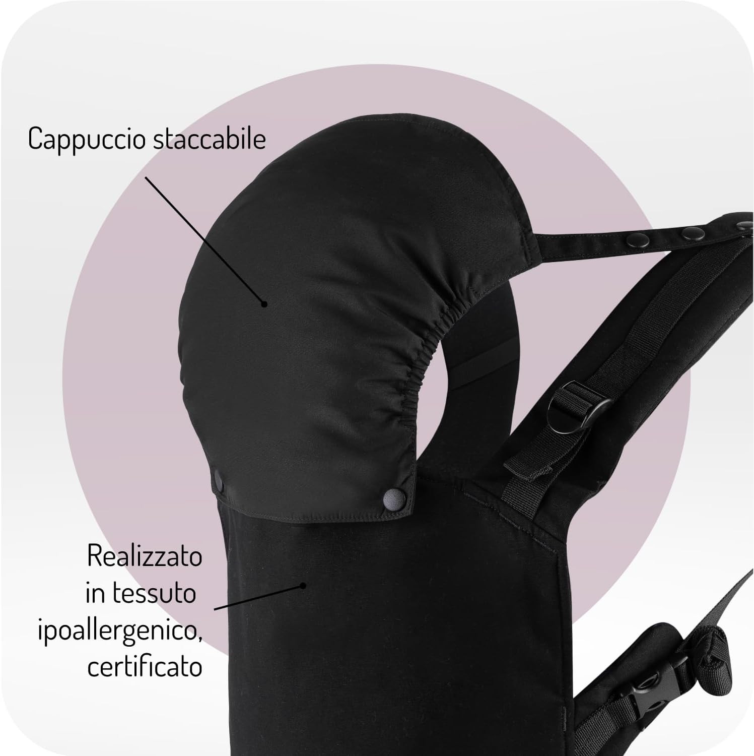 Marsupio MoMi COLLET fino a 20 Kg. Black
