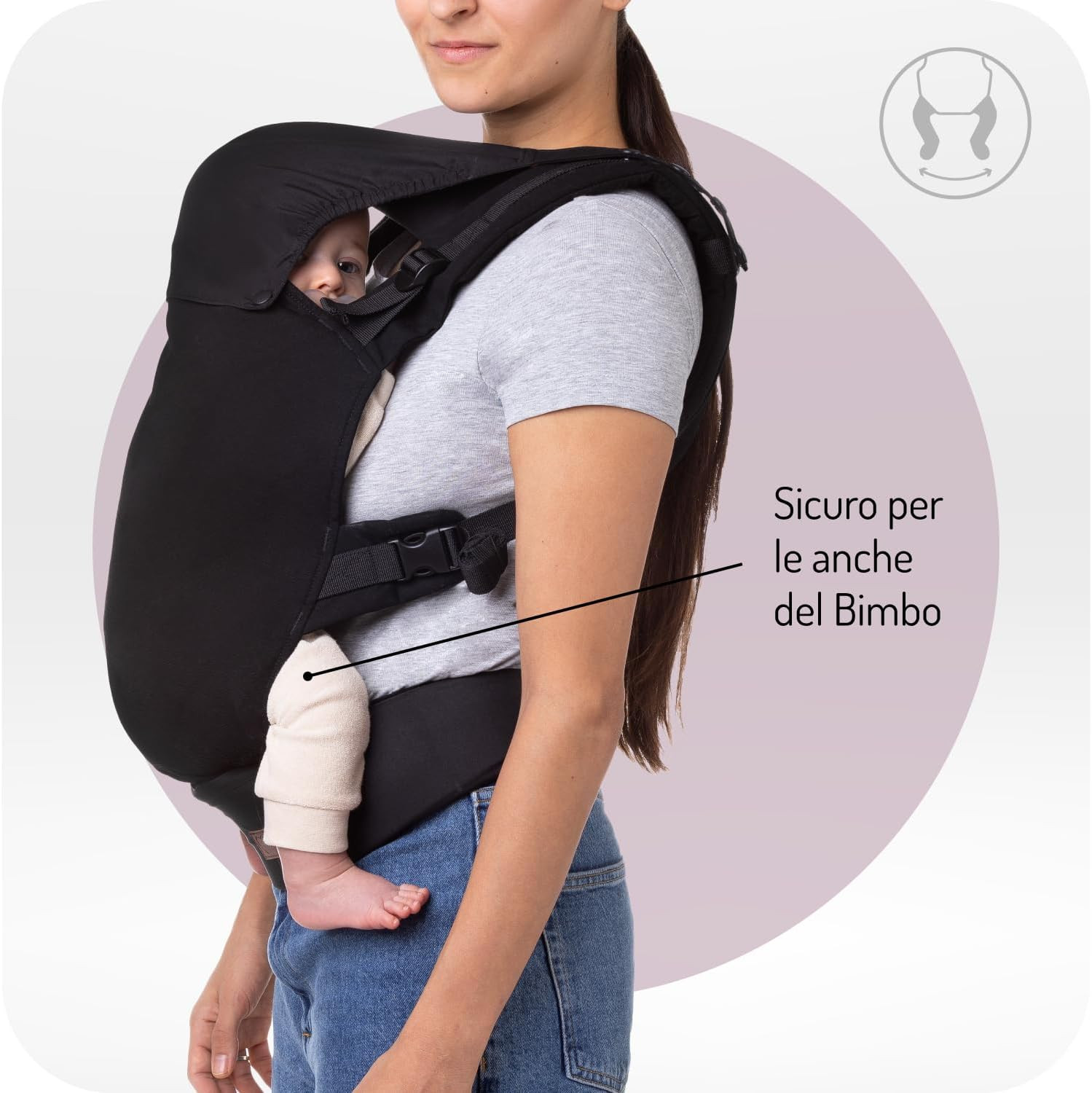 Marsupio MoMi COLLET fino a 20 Kg. Black