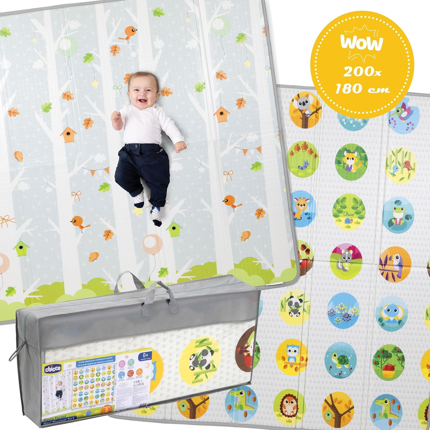 Tapete de juegos extragrande Chicco 2 en 1, 200x180