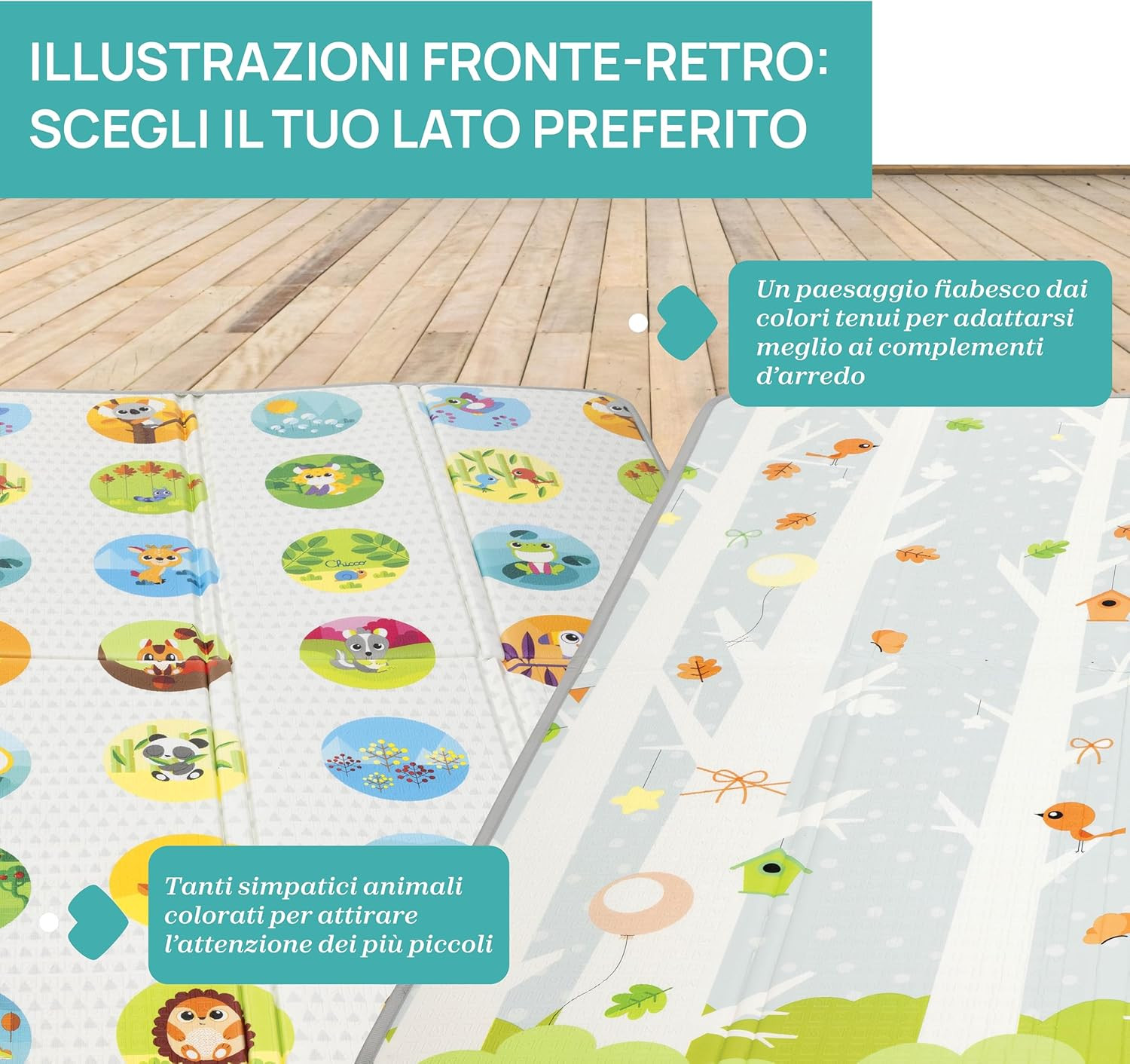 Tapete de juegos extragrande Chicco 2 en 1, 200x180