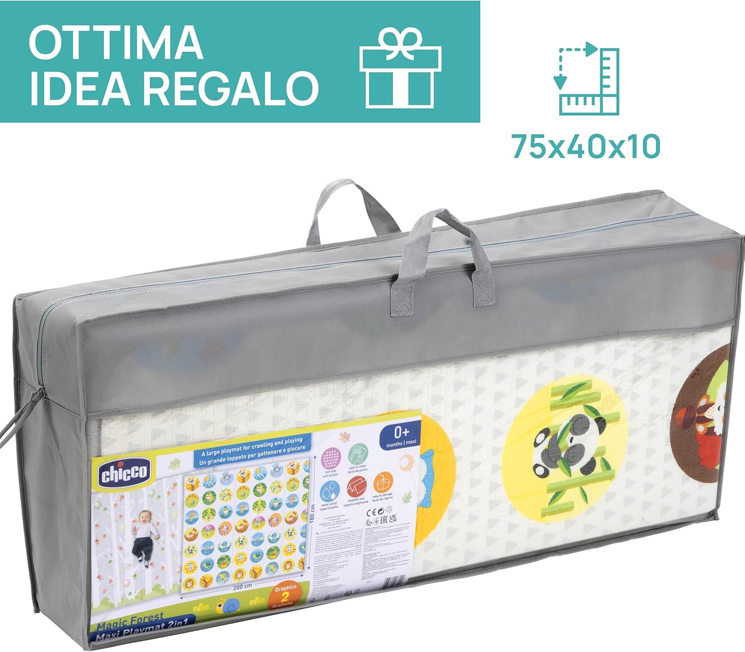 Tapete de juegos extragrande Chicco 2 en 1, 200x180