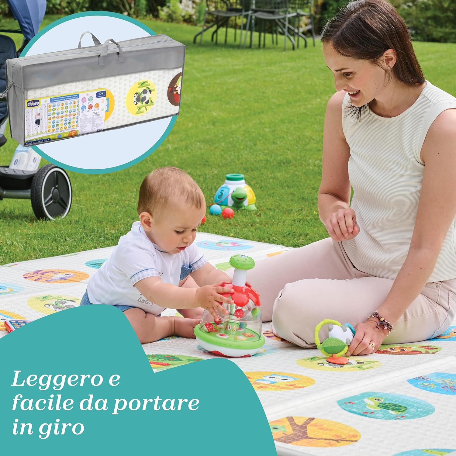 Tapete de juegos extragrande Chicco 2 en 1, 200x180