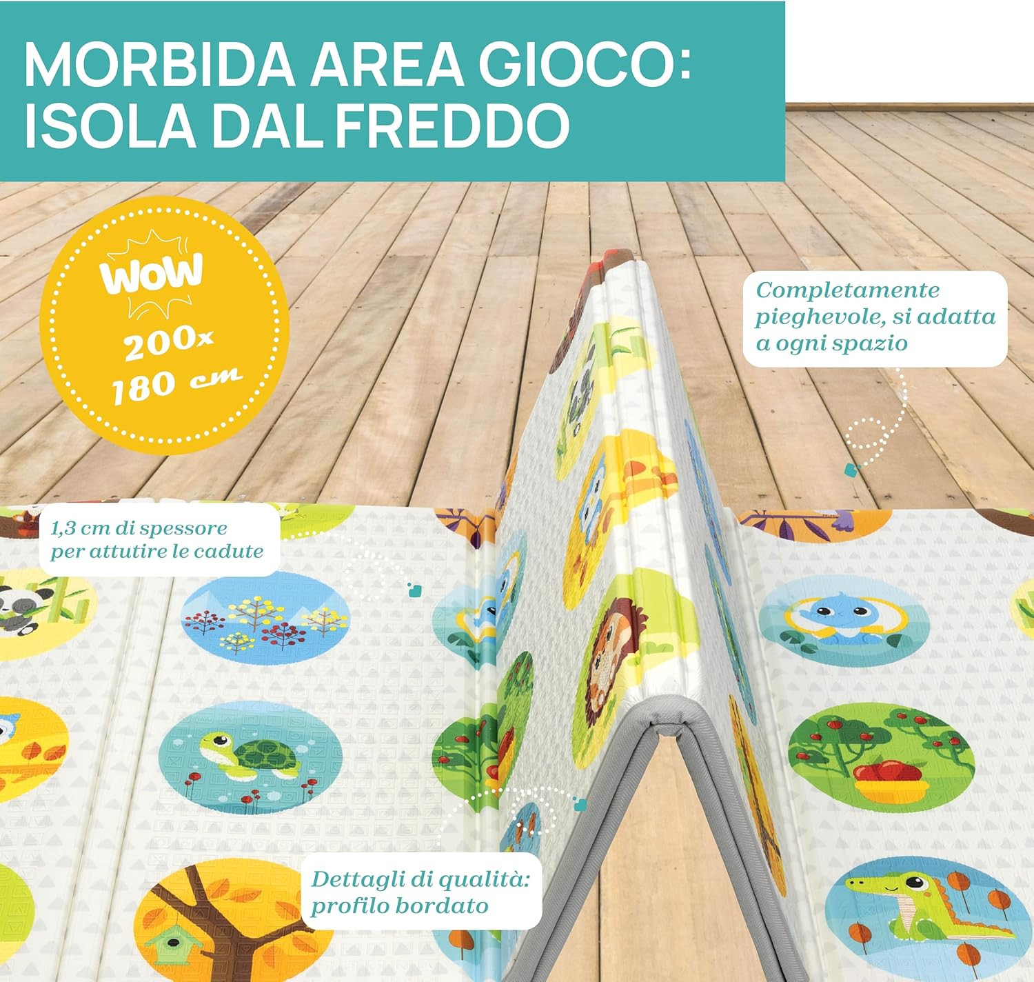 Tapete de juegos extragrande Chicco 2 en 1, 200x180