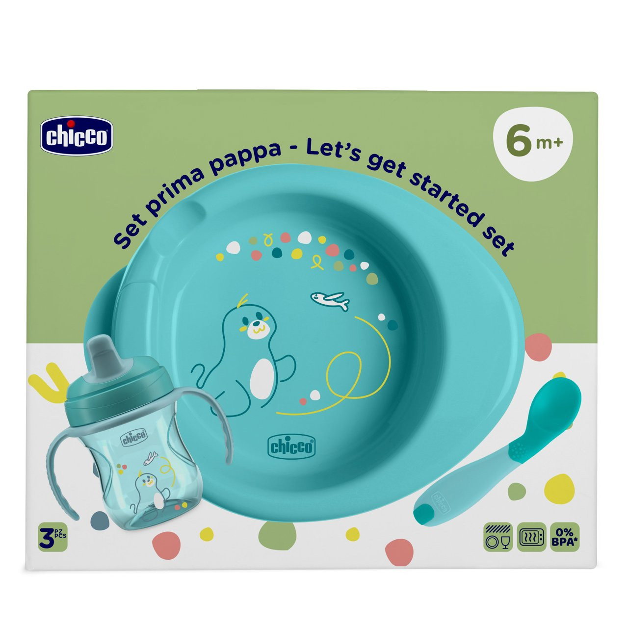 Coffret premier repas Chicco 6 mois et plus, bleu