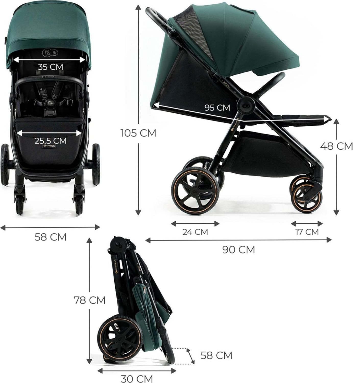 Kinderkraft Leichtgewicht-Kinderwagen MITZY Jade Green