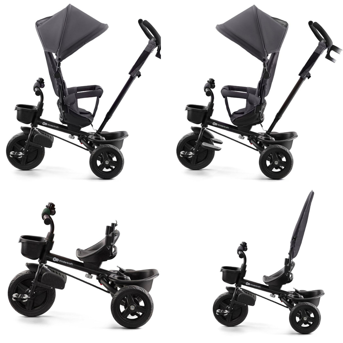 Triciclo Aveo Kinderkraft 3 en 1, gris malaquita