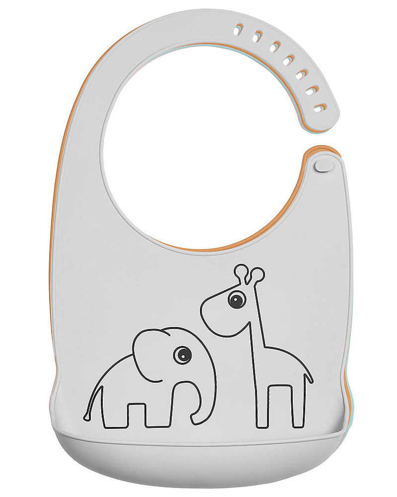 Deer Friends Bavoir en Silicone Gris