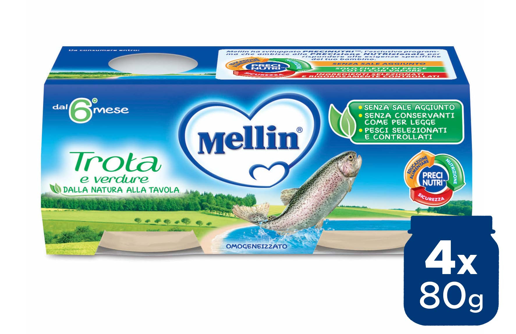 Omogeneizzato Trota Mellin - 4 x 80 g