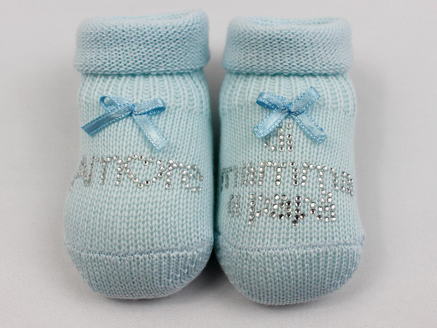 Chaussons Naissance - Mom and Dads Love Bleu Clair