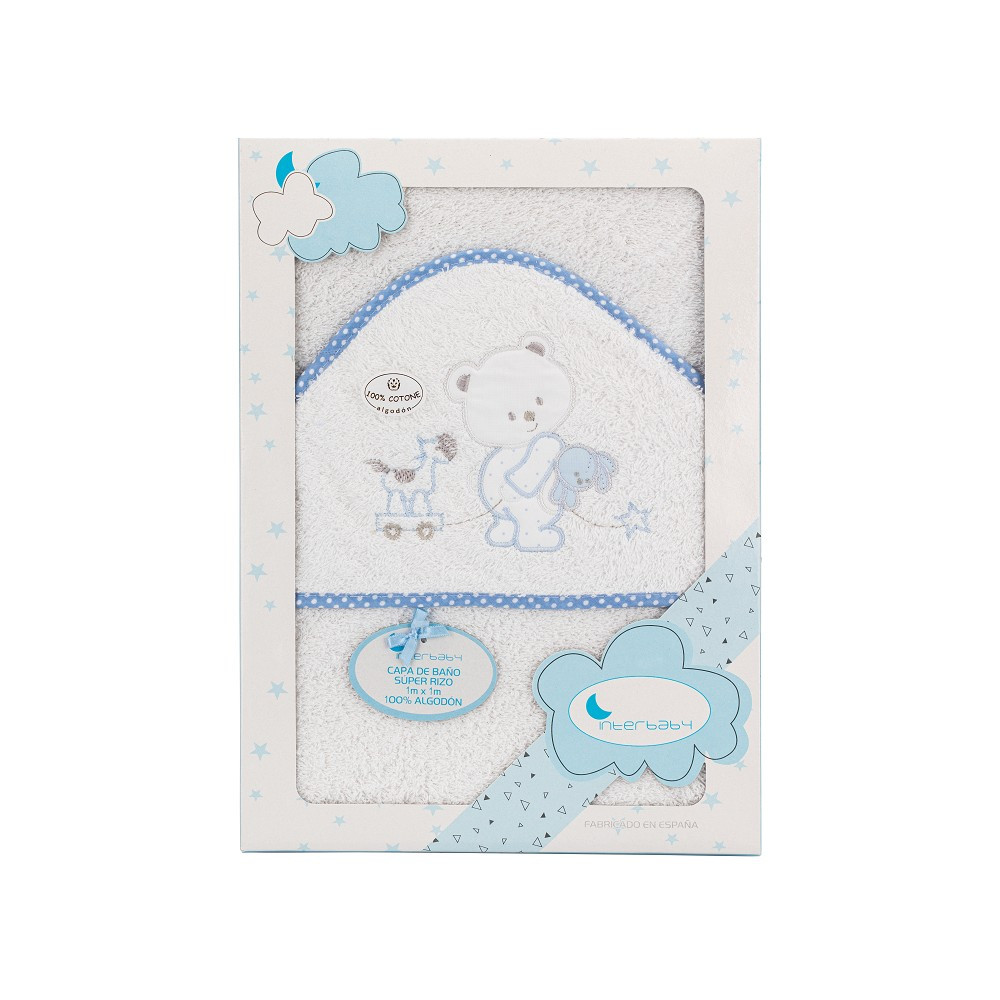 Peignoir bébé - Ourson Bianco/Azzurro