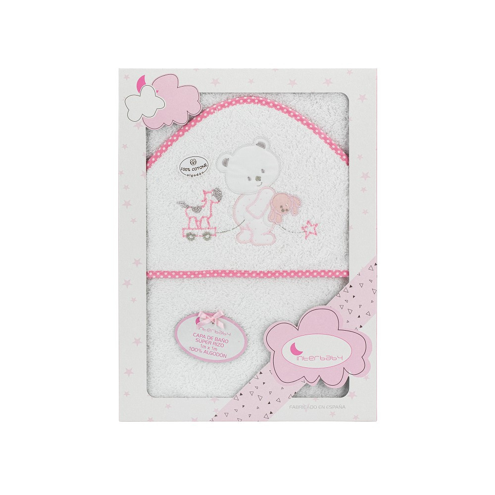 Albornoz Teddy Bear - Blanco/Rosa