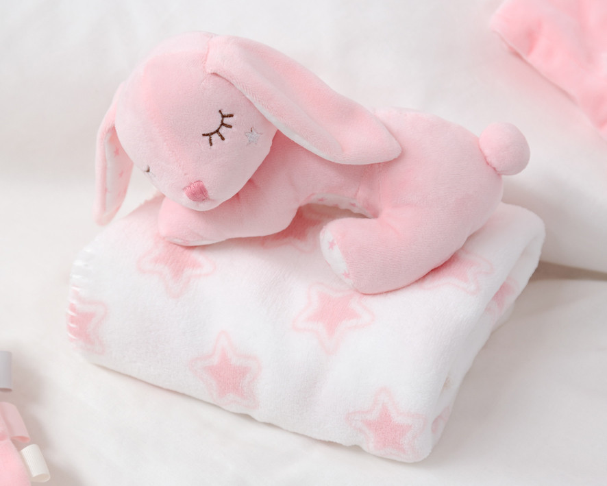 Peluche Coniglietto con Copertina - Rosa