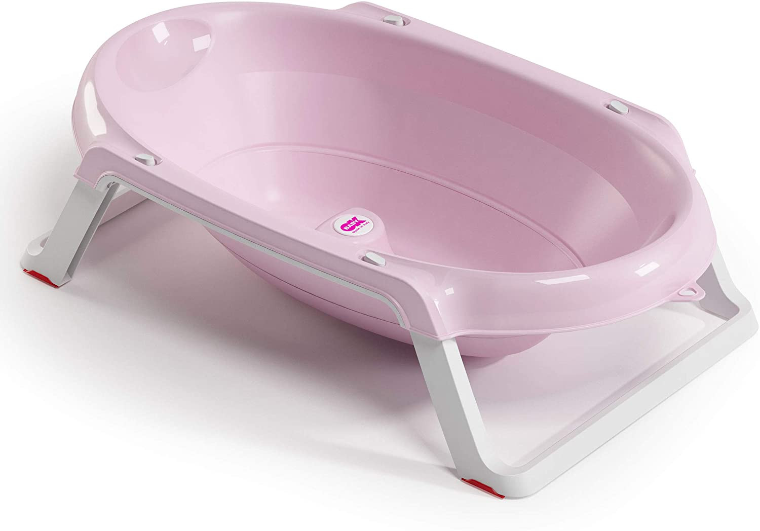 HomCom Vaschetta Bagnetto Per Neonati Pieghevole, Bianco E Rosa, 89x53