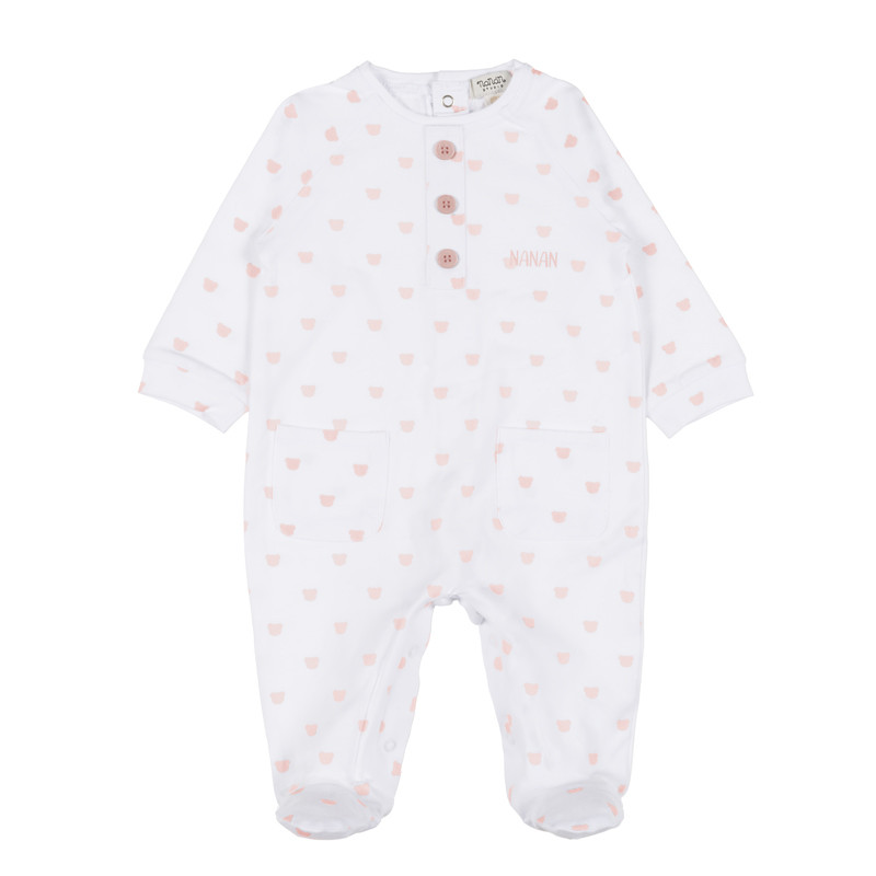 Grenouillère avec oursons roses et boutons 3 mois