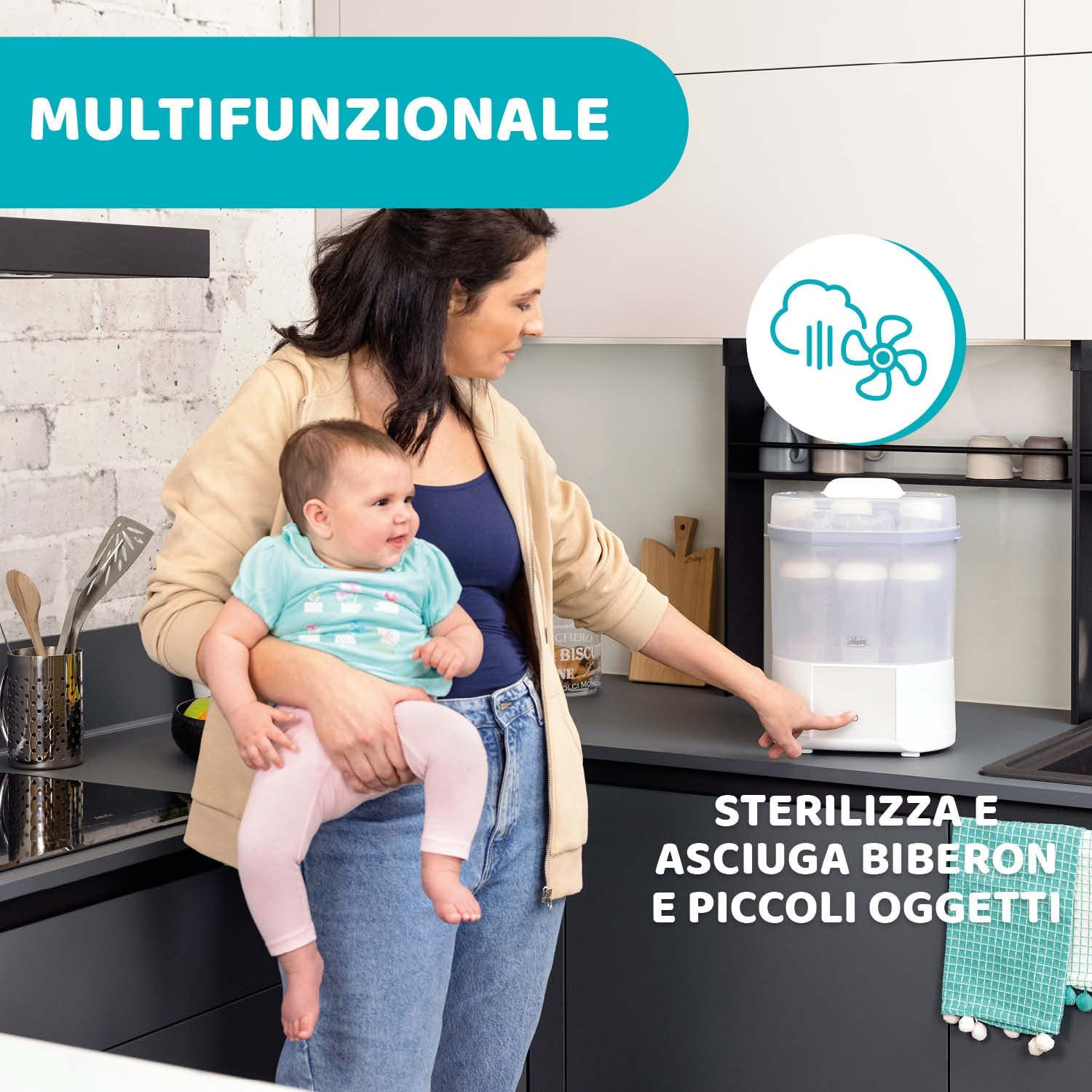 Chicco - Sterilizzatore con Asciugatura + 4 Filtri di Ricambio