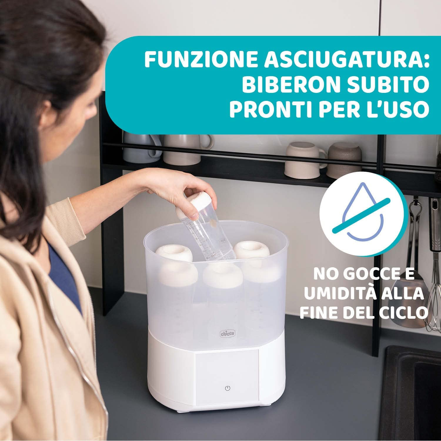 Chicco - Sterilizzatore con Asciugatura + 4 Filtri di Ricambio