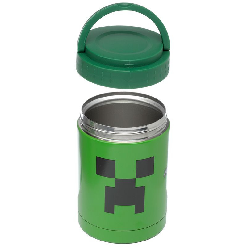 Bioworld Minecraft Lunch Box Termico Quadrato Con Tasca Laterale – Portapranzo Per Bambini